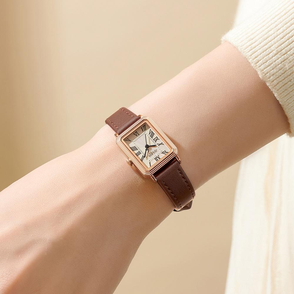 Jyullieoseu Jat-011 Women'S Silent Square Leather Watch