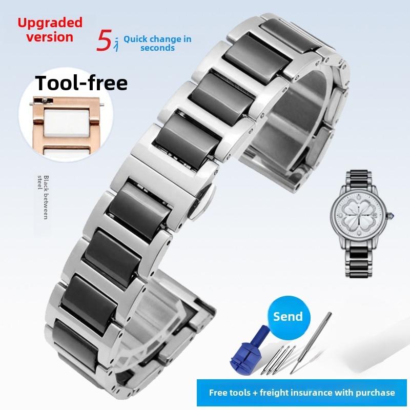 Curea de ceas din ceramică aur roz la modă 12mm 14mm 16mm 17mm 18mm 20mm Bărbați Femei Universal Quick WatchBand Brățară din oțel inoxidabil