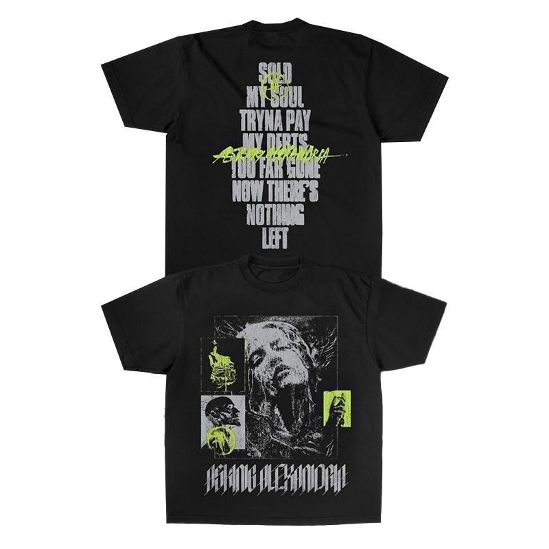 2026 New Dark Style Rock Band European Trendy Brand Punk Rock Short-Sleeved Men's Pure Cotton Printed Retro T-Shirt