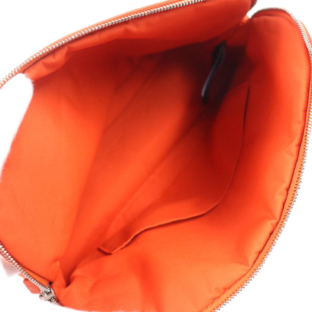 Pristine HERMES Bored pouch MM H logo embroidered leather canvas cosmetic pouch Orange Used