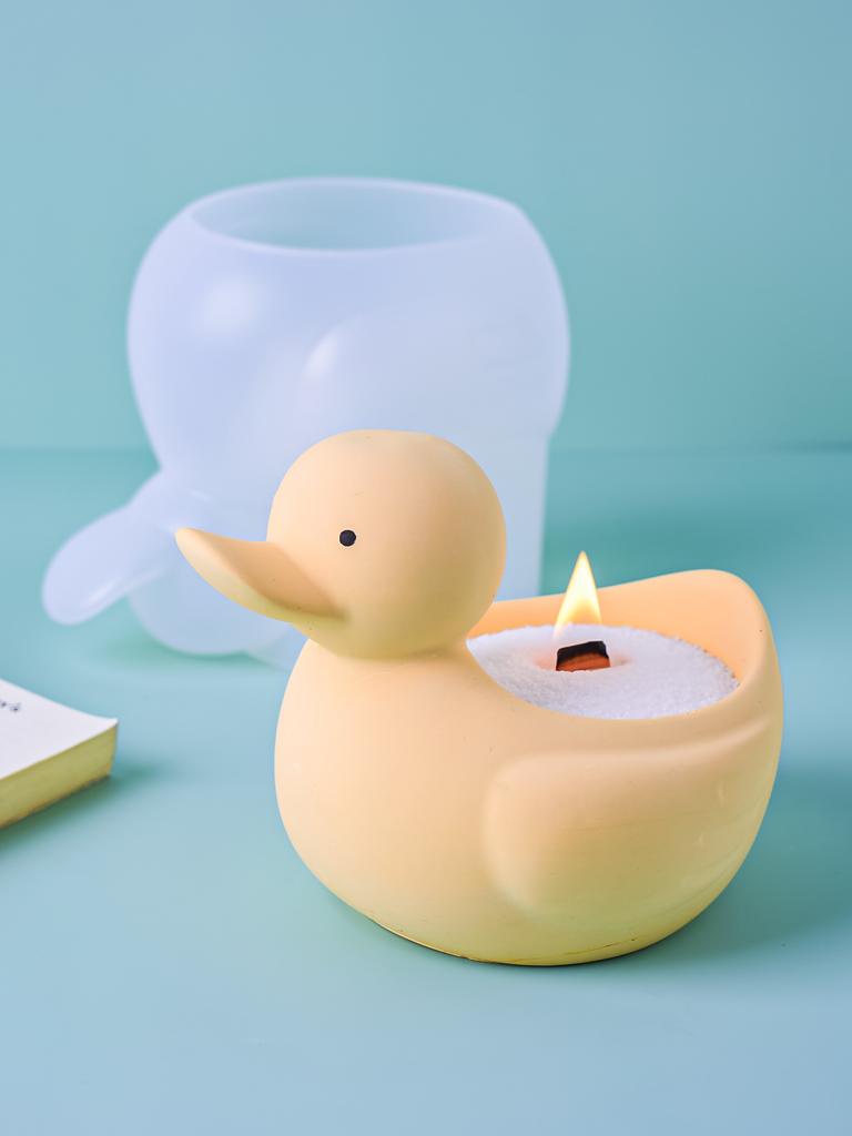 3D Duck Candle Holder Silicone Mold Cartoon Animal Shape Flowerpot Gypsum Making Tool Ducklings Handmade Soap Gifts Home Decor