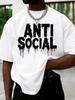 Unisexs Light Green Oversized T Shirt Anti Social Drip Letter Print Crew Neck Short Sleeve Hip Hop Streetwear Casual Summer Tops