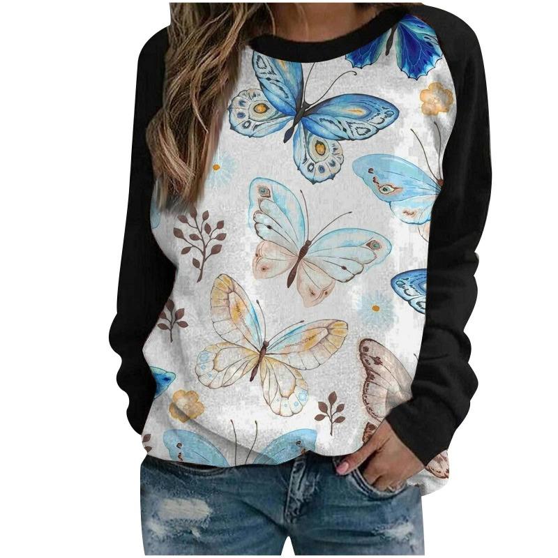 Women's hoodie 3D digital printed round neck hoodie with shoulder inserts for autumn winter women's wear