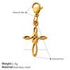 Personalized Retro Style Engraved Three-Dimensional Cross Series Lobster Buckle Pendant Stainless Steel Gold Diy Accessories