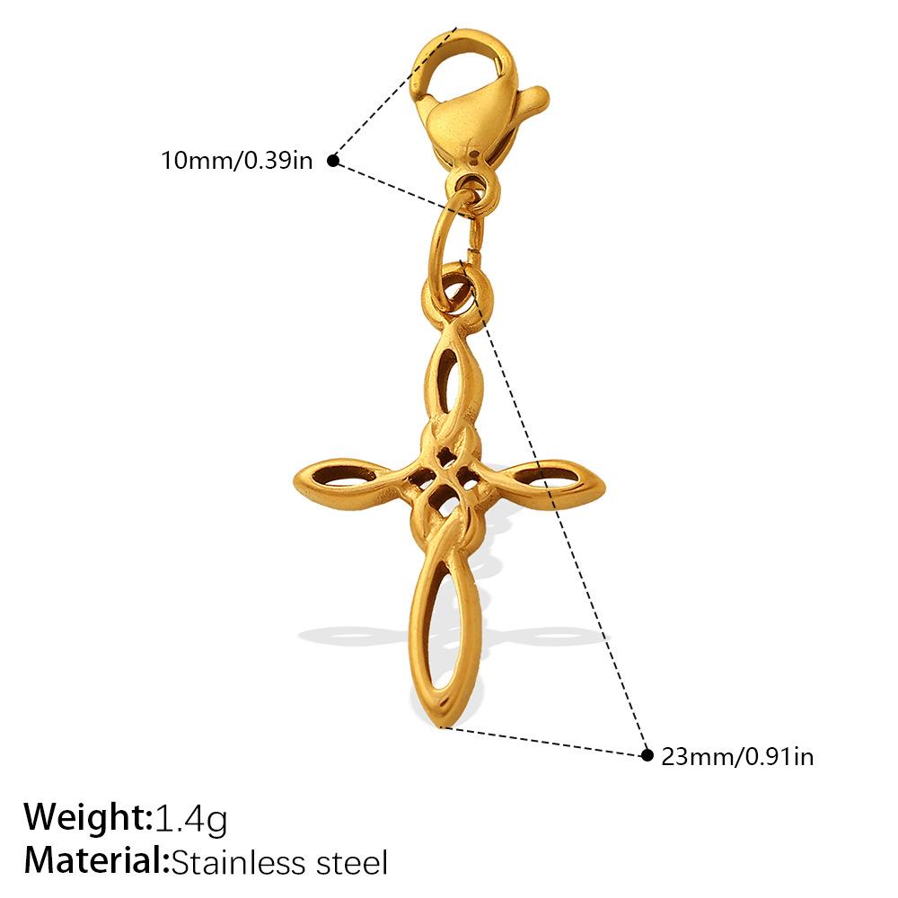 Personalized Retro Style Engraved Three-Dimensional Cross Series Lobster Buckle Pendant Stainless Steel Gold Diy Accessories