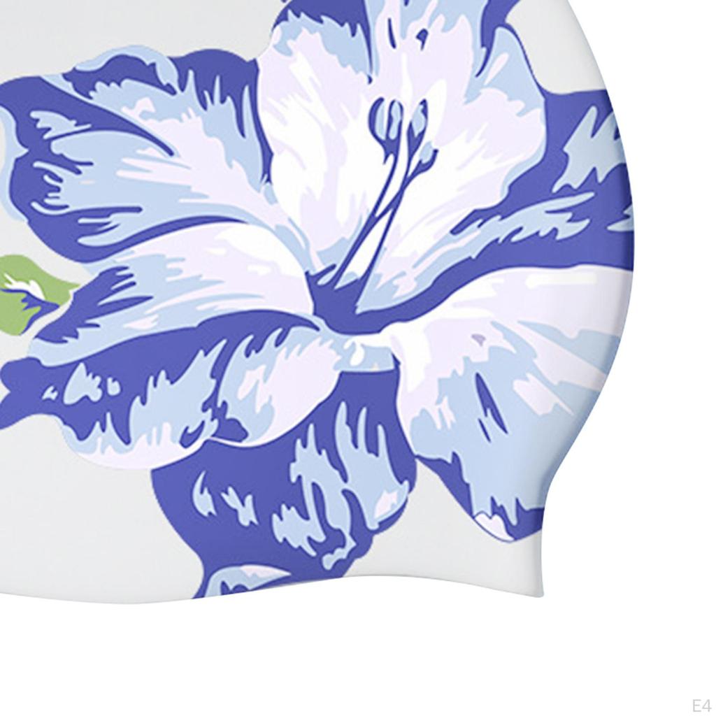 Șapcă de înot din silicon Baie Ușor de purtat și de îndepărtat Căciulă de înot pentru adulți cu imprimeu floral pentru