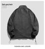 Giacca Unisex in Pelle Scamosciata e Pile con Collo Rialzato Stile Giapponese - Uomo Primavera/Autunno 2025 Sportiva e Studente Vestibilità Larga