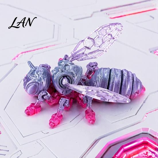 Lightweight 3D Printed Display Piece Articulated Bee Fidget Toy, Flexible Joint Figurine with Keychain, High Precision Hollow Body Model Mechanical