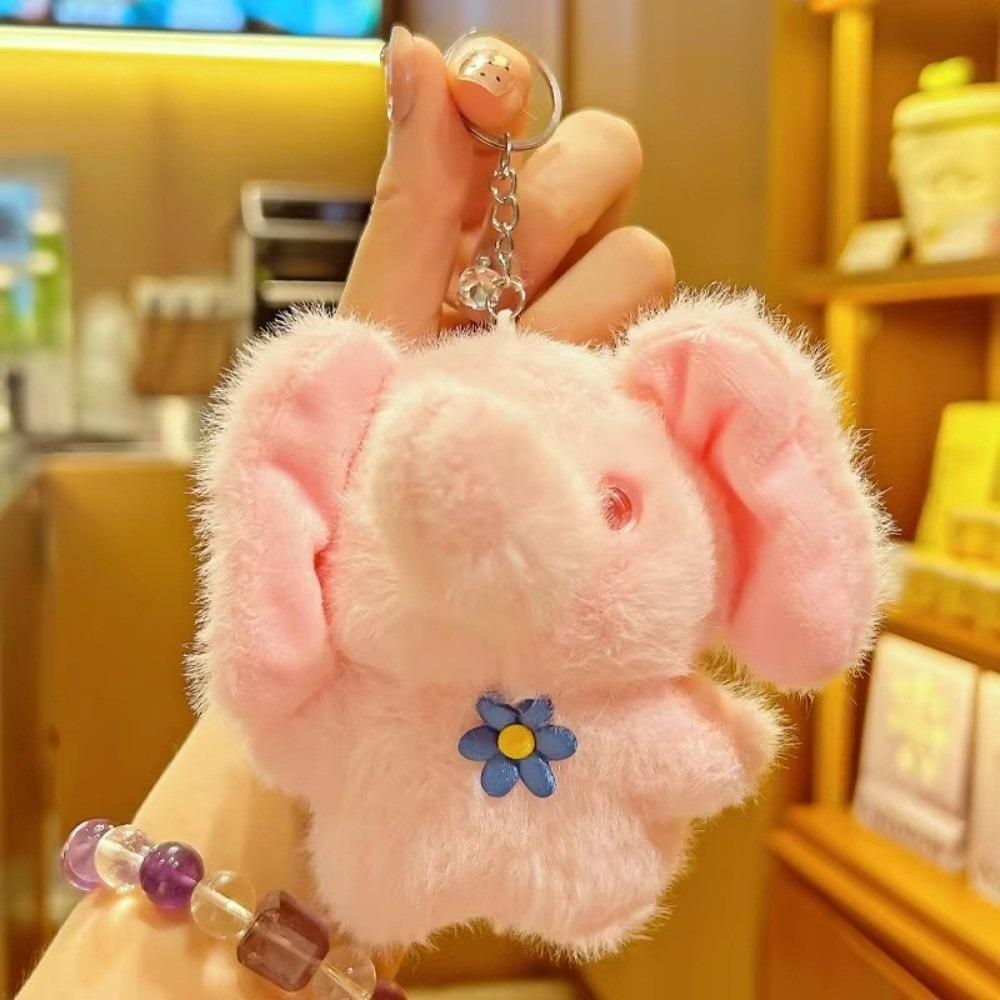 Cartoon Plush Elephant Bag Pendant Cute Plush Toy Gifts Plush Elephant Doll Keychain розовый