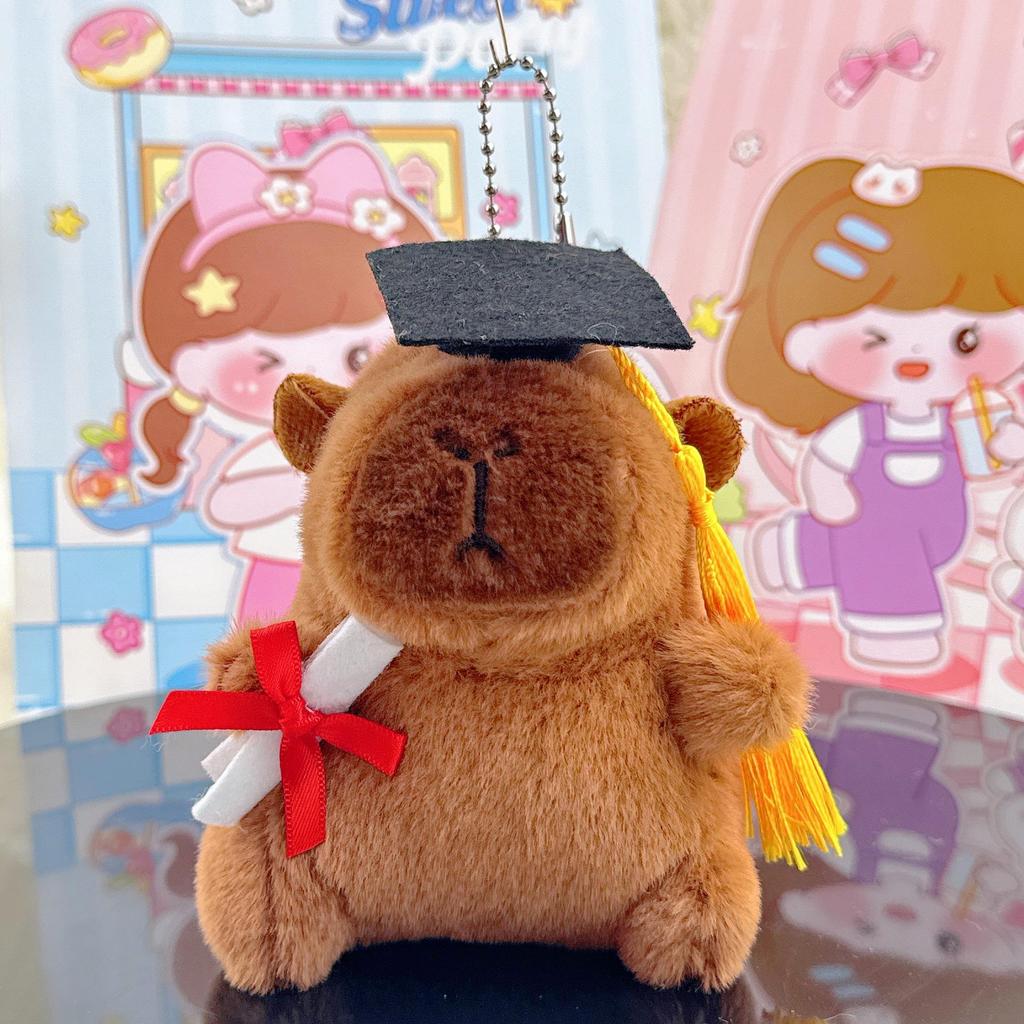 Xiaohongshu Capybara Plush Keychain & Graduation Cap Doll Pendant