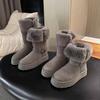 Blauer Schrank, graue Schneestiefel mit dicker Sohle für Damen 2025 Winter neu langer Schaft Samt verdickt warm hohe Stiefel Baumwollschuhe