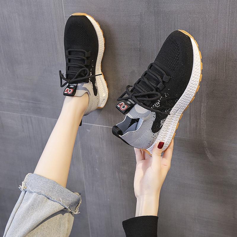 Модные уличные кроссовки для ходьбы спортивная обувь летняя повседневная прочная дышащая удобная для мужчин кроссовки для бега летающие тканые для отдыха 36 чёрный 3798₽