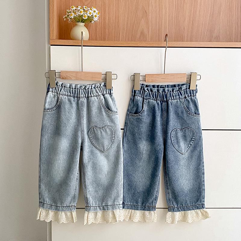 Stylische Mädchenjeans mit Spitzenbesatz - Gerade geschnittene Hose für Frühling & Herbst