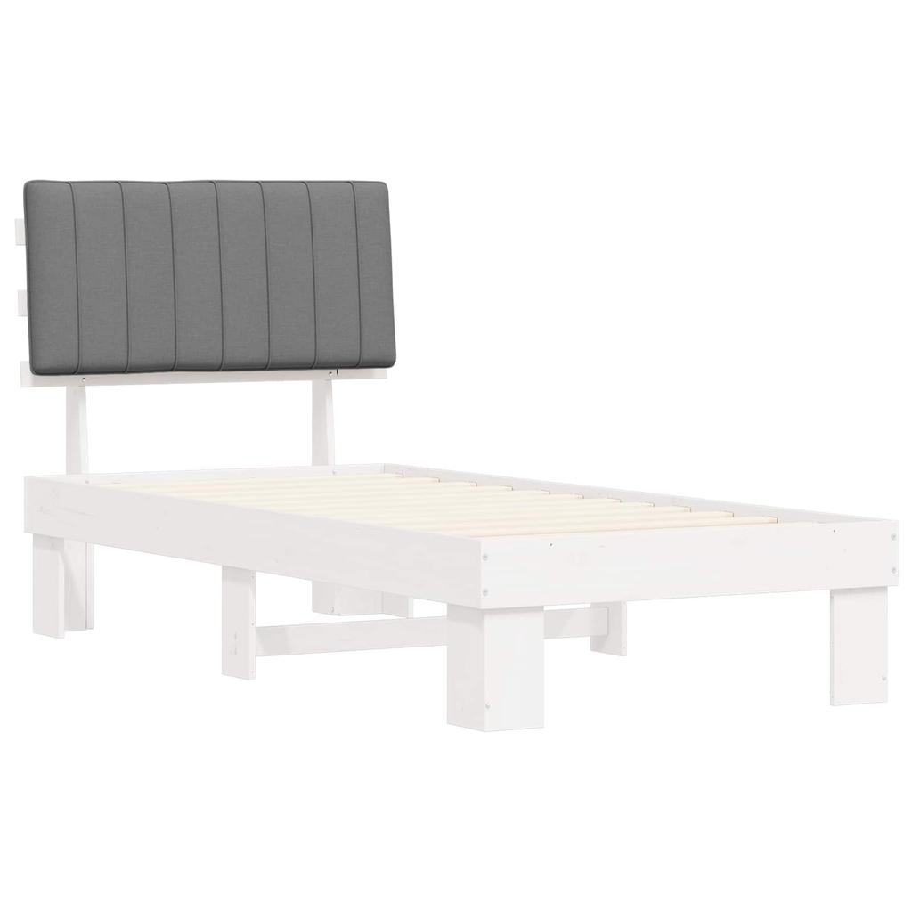 Bed Frame with Padded Headboard Light Grey 90 x 190 cm