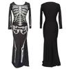 Plus Halloween Midnight Horror Vampire Skeleton Costume Long Fancy Dress Outfit For Spooky Events