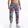 Frühlings- und Sommer-Herren-Freizeithose aus Baumwolle und Leinen mit 3D-Druck, elastischer Bund, Schnürhose