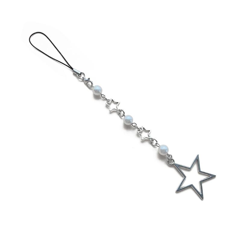 Cute Pentagram Star Cross Pendant Phone Straps Lanyard Pocket Keychain Strap Backpack Charm Car Keys Decoration Chain