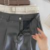 Autumn 2024 High-Waist PU Leather Shorts - Korean Style Casual Wide-Leg Fashion