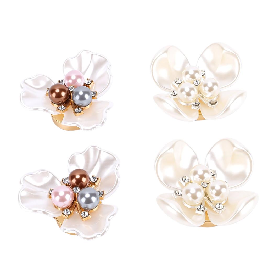 4PCS Button Covers Pearl Flower Petal Cufflinks for Shirt Cuff Men Women Clothing Sewing Crafts