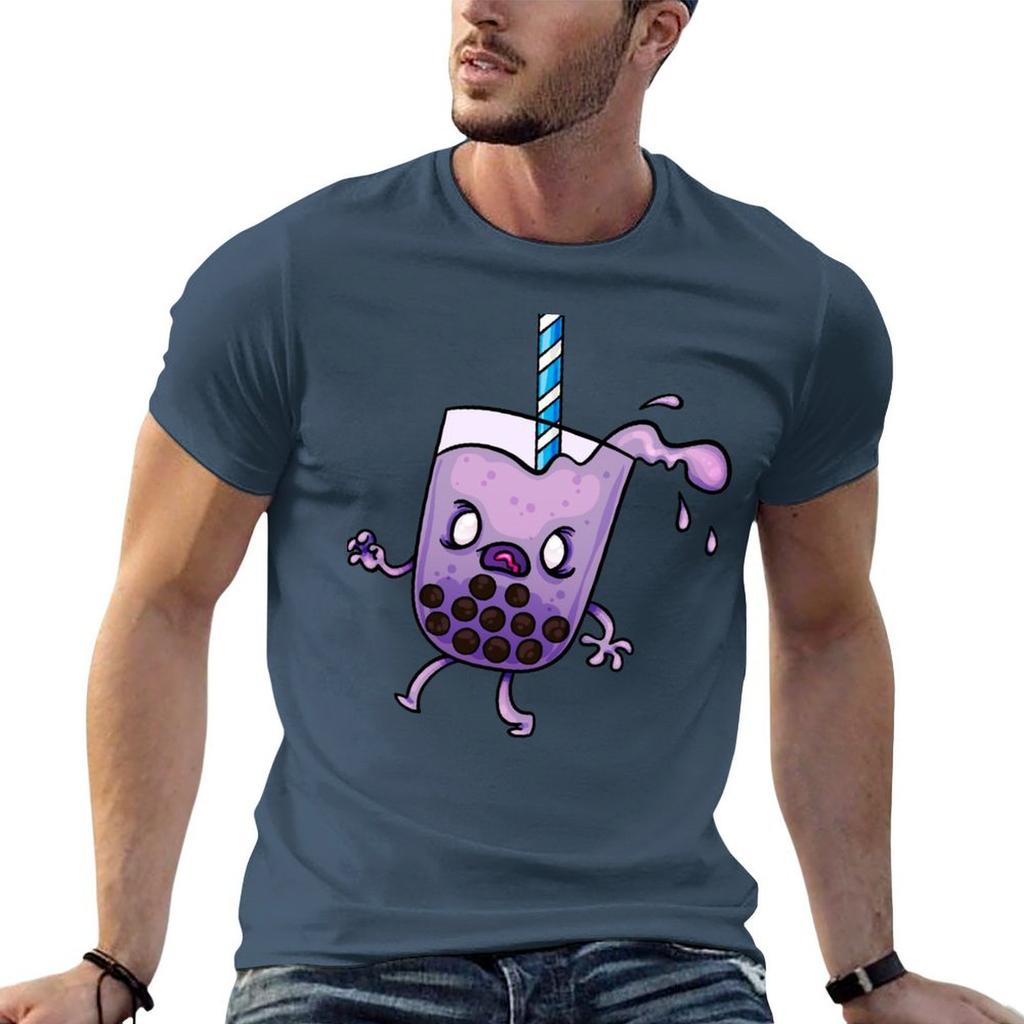 Boba Zombie Taro Bubbles Tshirt Black Cotton Tshirt Plain For Unisex Package T Shirt Unisex Cotton T Shirt Personalised Tshirt