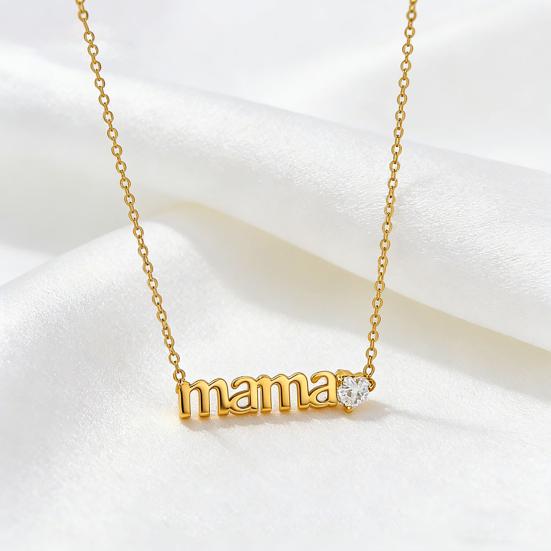 Mama Pendant Necklace Sparkling Cubic Zirconia Heart Necklace Women Elegant Necklace Mother's Day or Birthday Gift for Mom