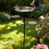 Metall-Vogeltränke für den Außenbereich 5-zackige Basis Vogelbad mit Pfahl Vintage Freistehende Futterschale für Garten Terrasse Hof Rasen Dekoration