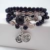 Blue agate crystal bracelet jewelry retro multi-layer blue pattern elephant tourmaline bracelet Buddha bead jewelry