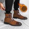Men’s Winter Warm Chelsea Boots Motorcycle Boots Retro Street Style Dress Tuxedo Wedding Men Monks Ankle Boots Plus Size