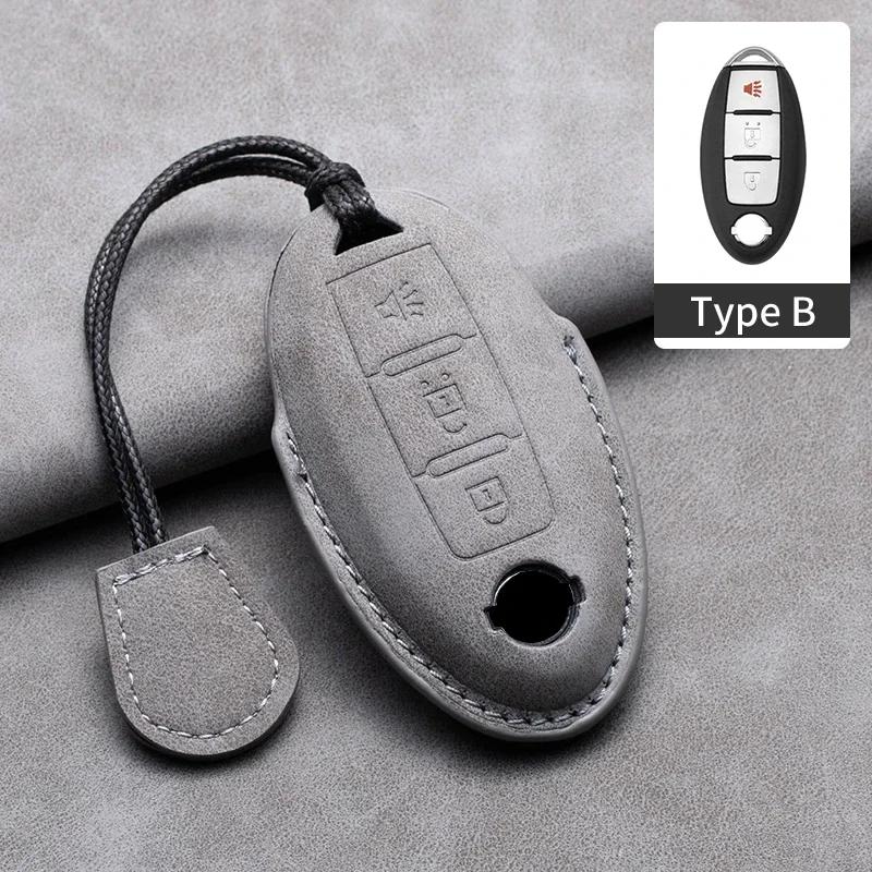 Leather Car Remote Key Case Cover Shell for Nissan Versa Maxima Altima Rogue Armada Sentra Murano for Infiniti FX35 QX60
