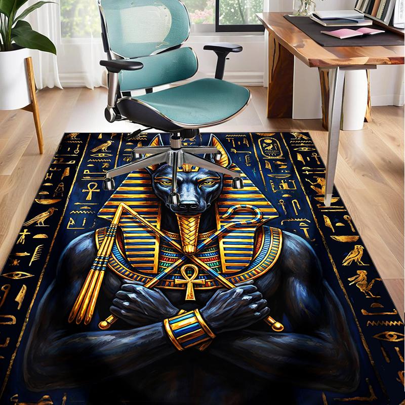 Ancient Egyptian Pharaoh Office Rug Chair Mat, Game Carpet, Suitable for Front Door, Bedroom, Living Room, Desk, Holiday Gift