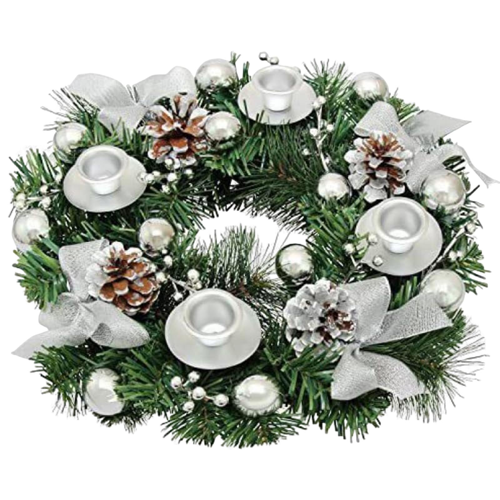 Ribbon Christmas Advent Wreath Reusable Advent Candle Holder Wreath Xmas Decorations Garland for Indoor Home Gathering Party