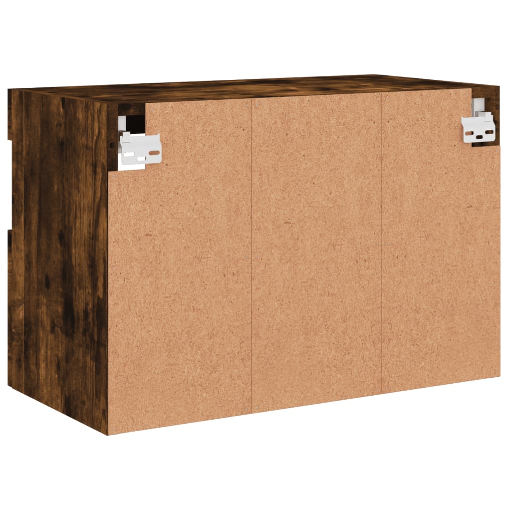 Wall Mounted TV Cabinet with RGB LED Lights Smoked Oak Finish 60 x 30 x 40 cm