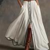 2026 Retro Style Sleeveless Ruffled White Cotton-Linen Blend Long Dress