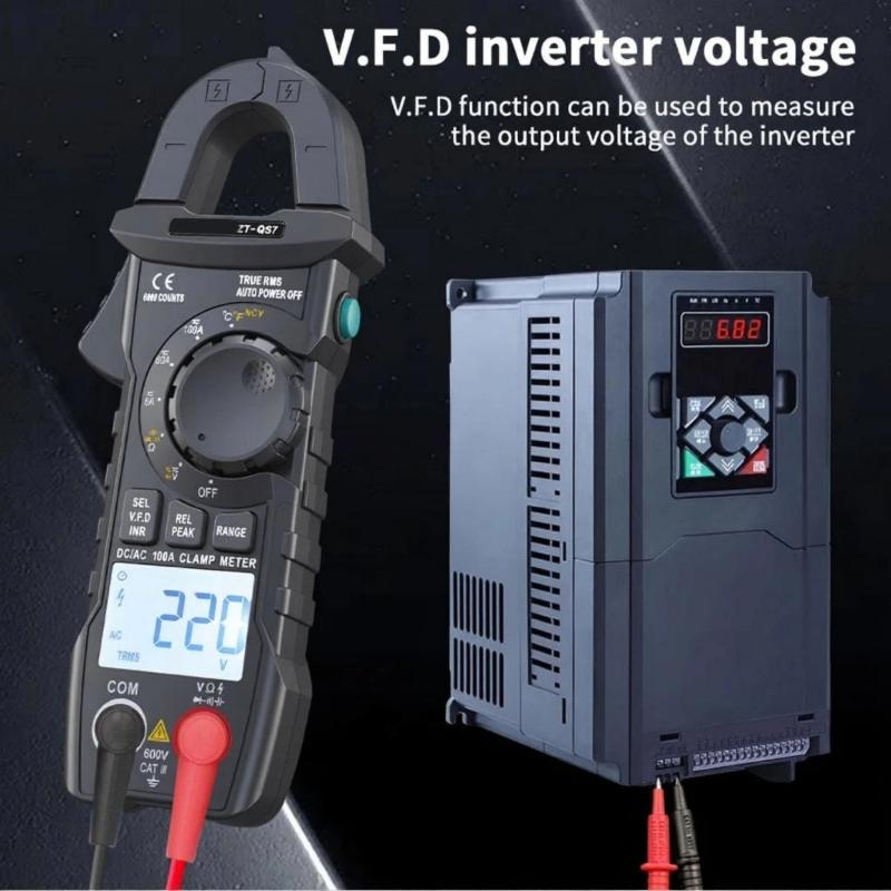 6000 Counts Professional Handheld Clamp Multimeter With Auto Off Data Hold Backlit Display And Overload Protections