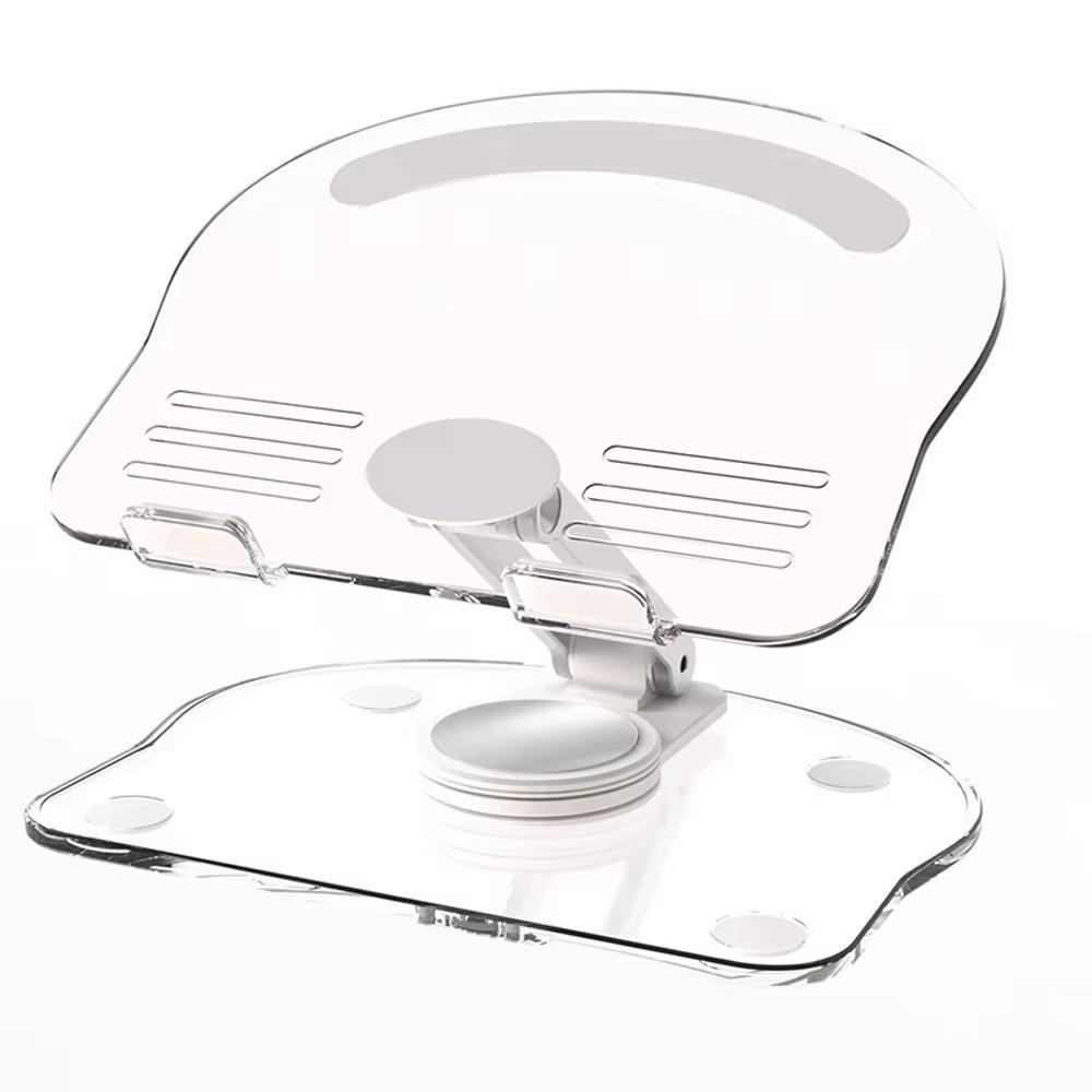 Transparent Acrylic Tablet Desktop Stand 360° Rotation Adjustable Phone Bracket Anti-slip Foldable Tablet Holder белый