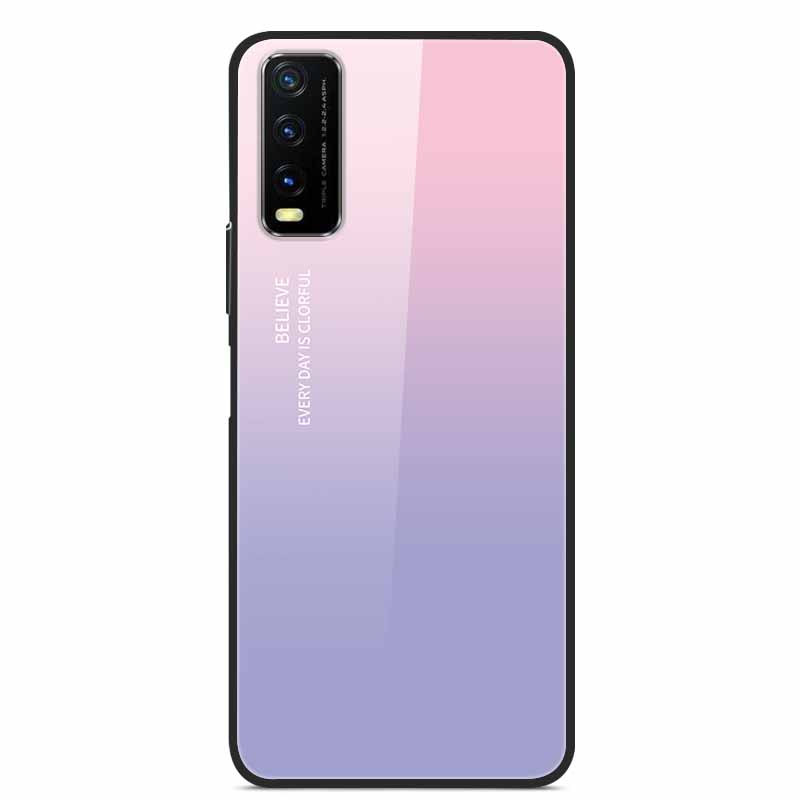 For Vivo V2027 Cases V2029 Y20i Y20s Y20 Tempered Glass Hard Phone Covers for Vivo Y20 Back Cases Protective Bumper Capa Y 20 S Vivo V2029 светло-синий