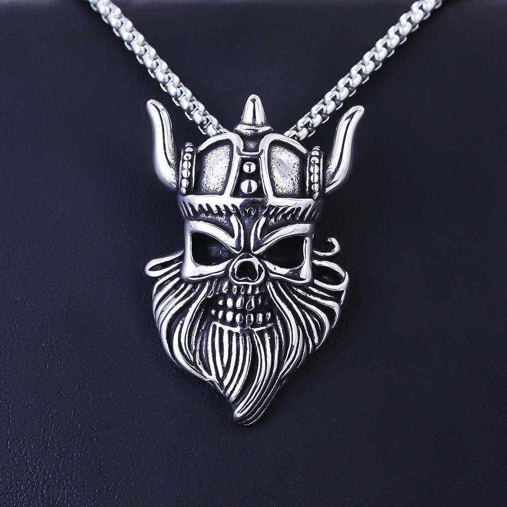 European and American Retro God of War Pendant Titanium Steel Devil Men's Necklace
