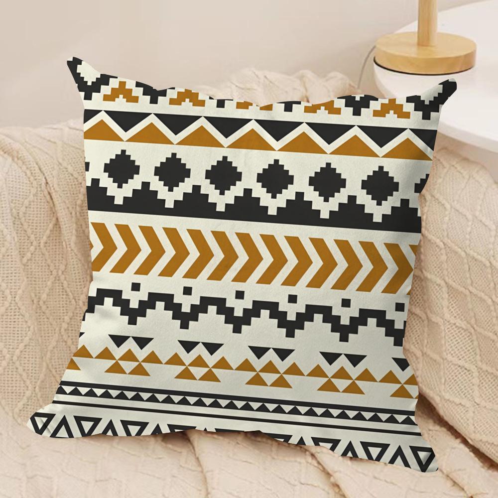 Classic Geometric Patterns Cushion Cover Short Plush Doublesided Print Square Throw Pillow Covers Sofa Home Cushion Decor