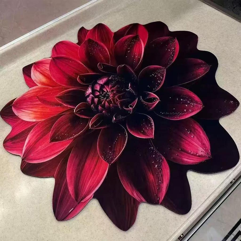 3D Flower Floor Mat Absorbent Large Flower Area Rug Non-Slip Bathroom