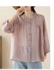 Summer Cotton Linen Casual Women's Blouse - Lightweight, Loose, and Slimming Seven-Sleeve Sunscreen Top