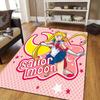 Sailor Moon3 Flanellmuster Quadratischer Teppich, Läufer, Teppich für Wohnzimmer Schlafzimmer Sofa Spielzimmer Dekor, Rutschfeste Fußmatte