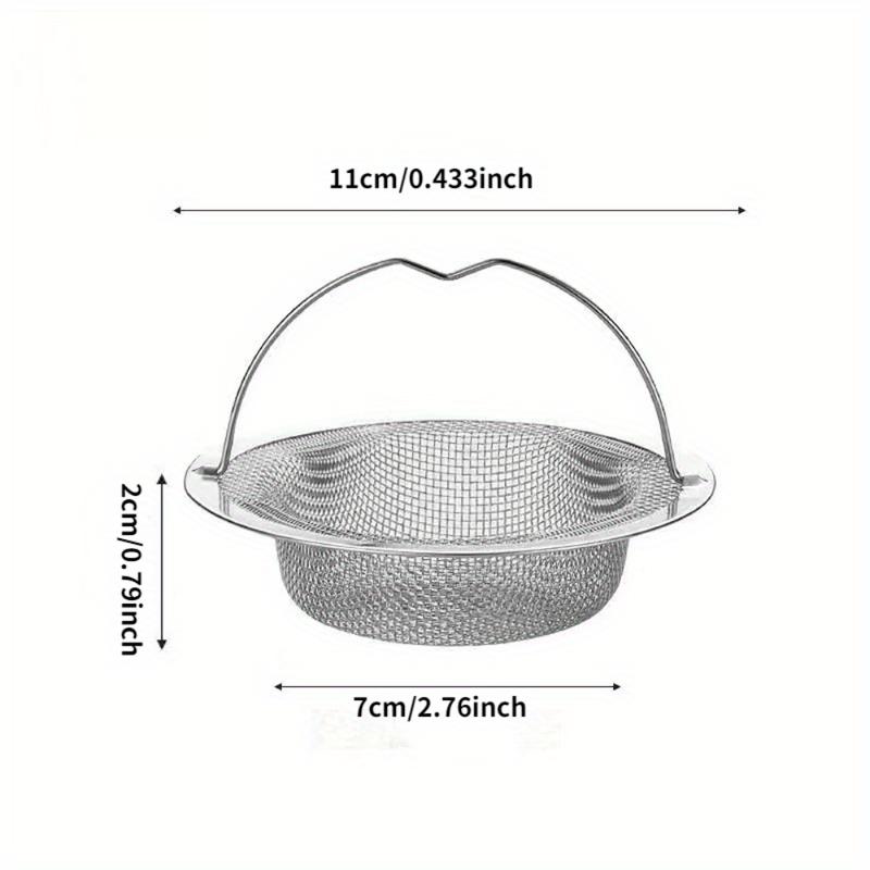 Sink Strainer with Handle - Easy-Clean Kitchen Drain Collector, Anti-Blocking Mesh Filter for Bathroom and Shower, Anti-Rust Plug to Prevent Waste