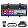 Dashcam Android 4K Dual Reverse Drive Waterproof Rear Camera Voice Assistant 64GB Memory Card Included Mirror-type [CarPlay & Auto] Compatible,