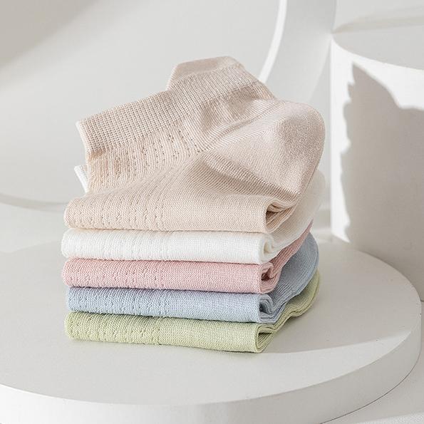 5 Pairs Women's Spring and Summer Boneless Ear Lifting Thin Sweat Non-slip Non-shedding Boat Socks