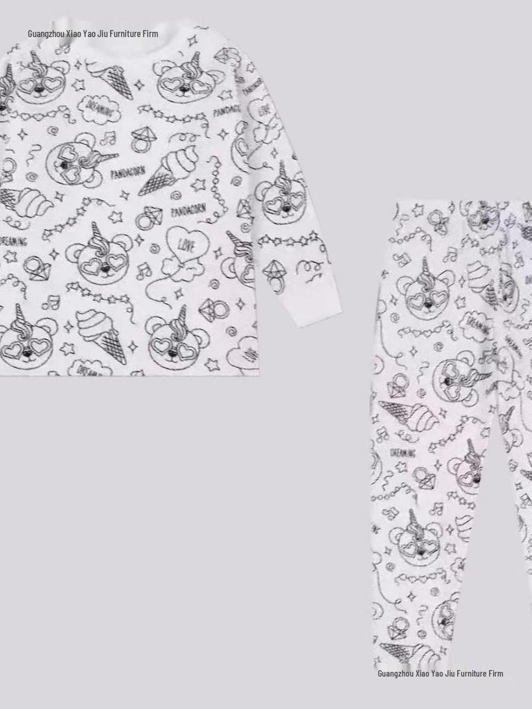 2026 Herbst Mädchen bedrucktes Rundhals-Langarm-Pullover-Set