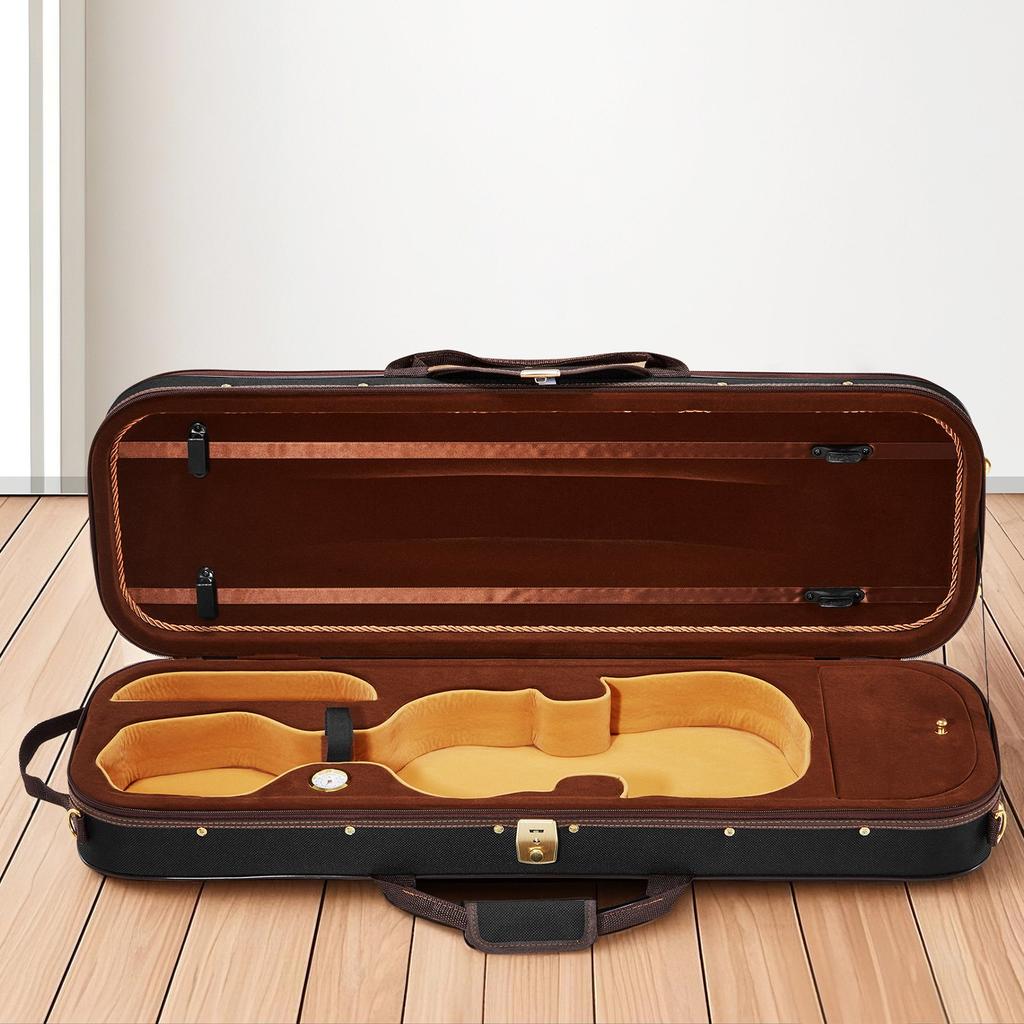 VEVOR 4/4 Full Size Violin Case, Built-in Hygrometer, Lightweight Portable Travel Carrying Bag, with Plush Lining, Shoulder Straps, Anti-Scratch
