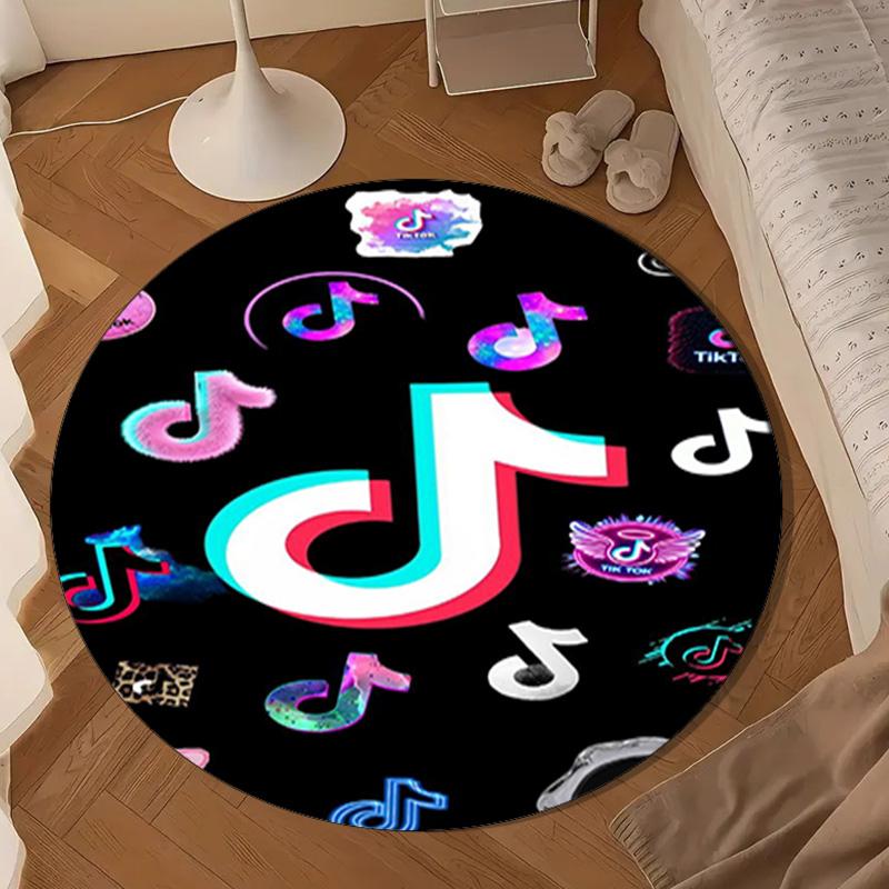 Neon music note Round Rug for Livingroom,Bedroom, Palyroom, Chair Rug, Area rug, Circle Carpet, Large Size Fan Christmas gift