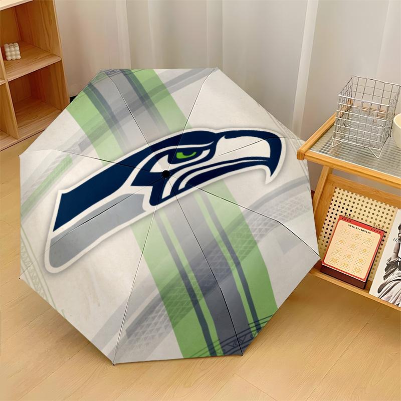 Seattle Seahawks Print Auto 8?Ribs Folding Umbrella Wind Resistant Lightweight Automatic Umbrella For Daily Travel