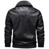 Men's European Winter PU Leather Jacket with Velvet Collar - Large, Warm, Windproof Motorcycle Style