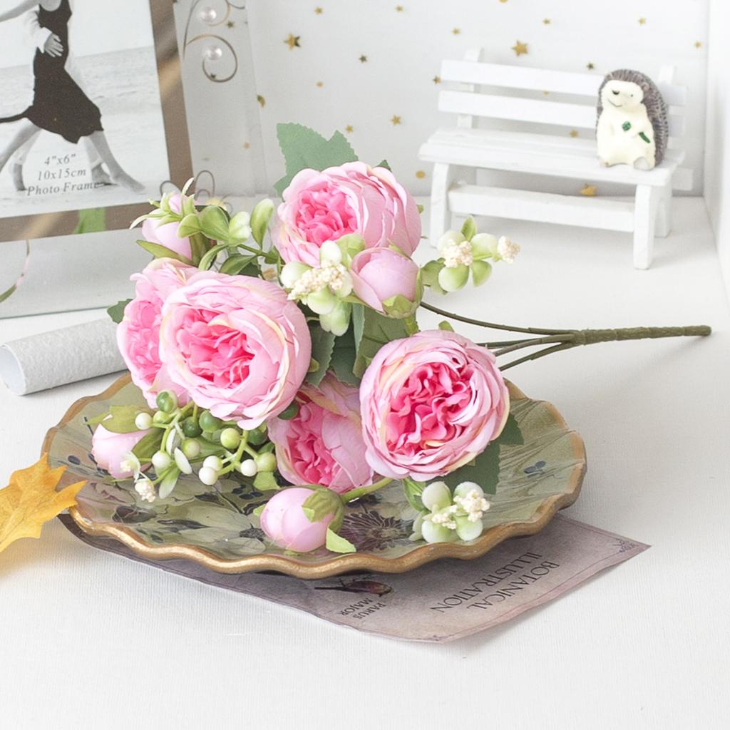 Elegant Artificial Peony Bouquet for Weddings and Home Decor Silk Flowers for Centerpieces and Bridal Arrangements